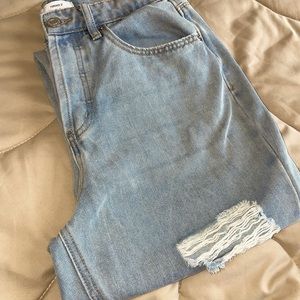 High Waist Ripped Mom Jeans